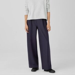 Eileen Fisher Boiled Wool Jersey Pleated Wide-Leg Pant NWT